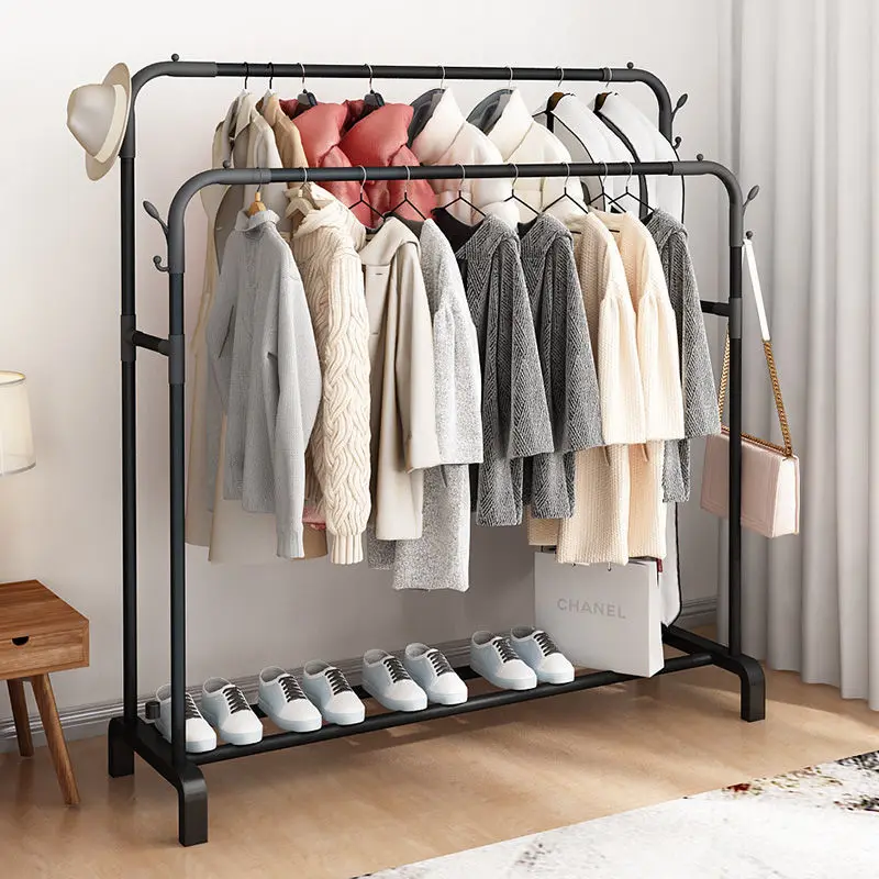 Simple Household Coat Rack Bedroom Floor Standing Coat Shelves Balcony Removable Clothing Drying Rack Clothes Garment Hanging