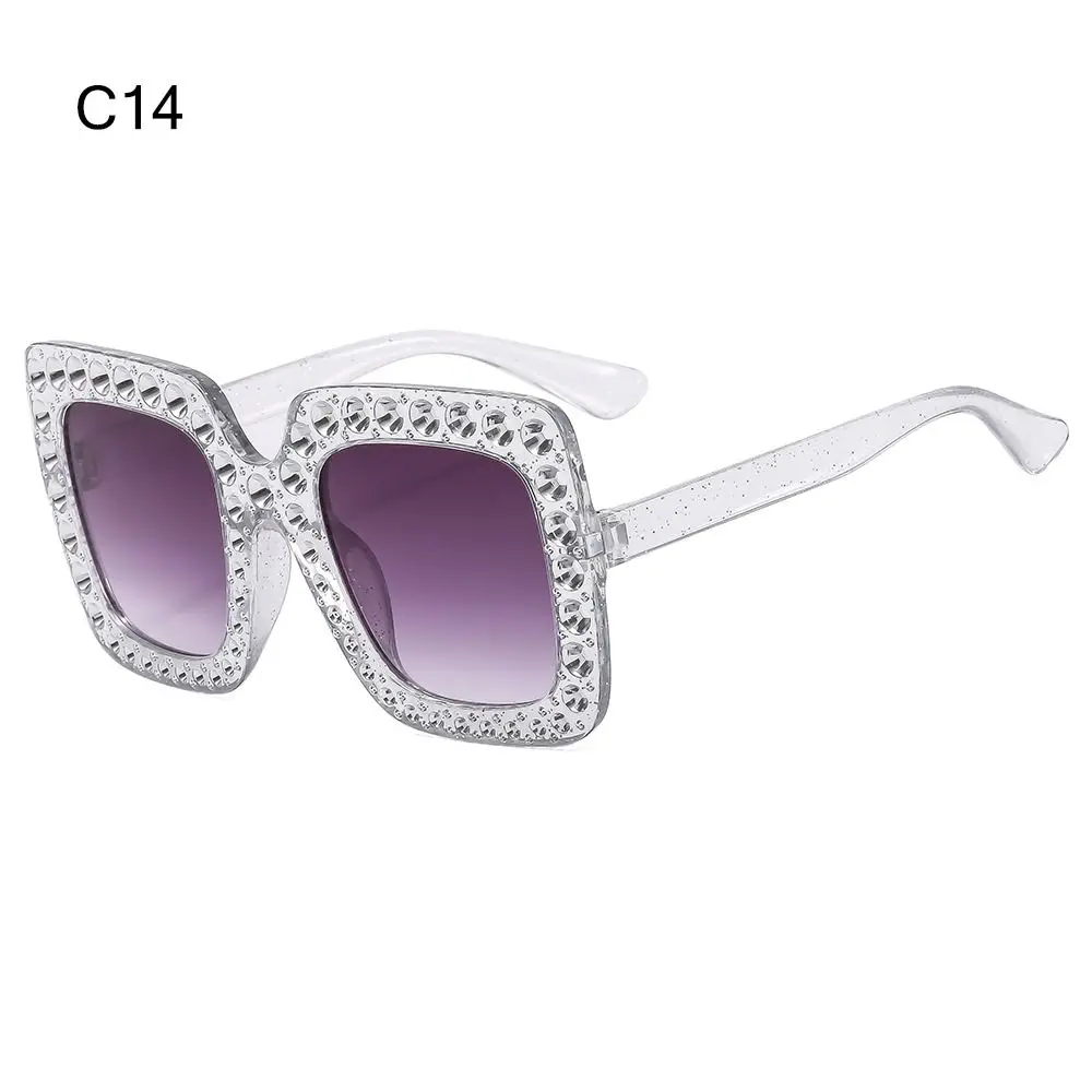 Square Crystal Oversized Sunglasses UV400 Protection Big Frame Diamond Sun Glasses Sparkling Shades Party/Beach/Streetwear