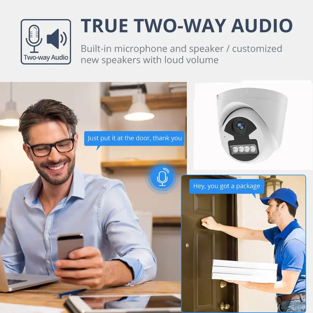 Caméra de permission Intérieure IP POE HD 5MP, Audio Bidirectionnel, Vision Nocturne, Système de Sécurité Domestique Intelligent