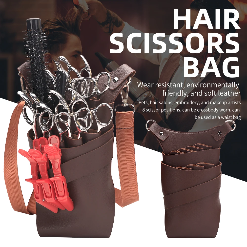 

Barber Hair Scissor Bag Clips Comb Case Hairdressing Holster Bags Holder Tool Salon Waist Pack Belt PU Leather Bag