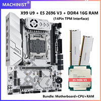 MACHINIST X99 U9 Motherboard TPM2.0 With Intel Xeon E5 2696 V3 and DDR4 16GB RAM Four channels NVME M.2*3 USB3.0