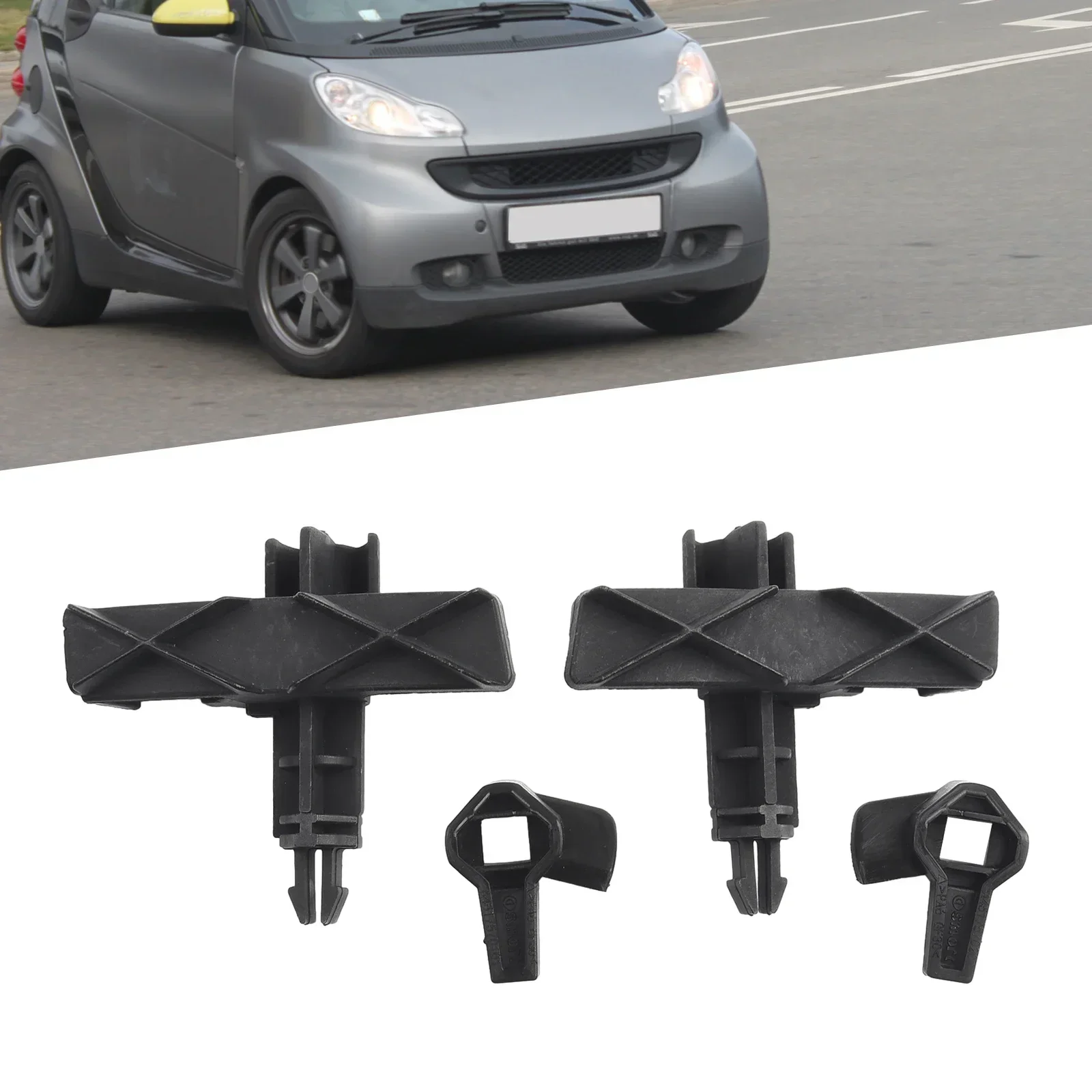 

Hood Locking Mechanism Left And Right Lower Upper Set For Smart Fortwo 2008-2012 Plastic Car Fastener Clip A4517570101