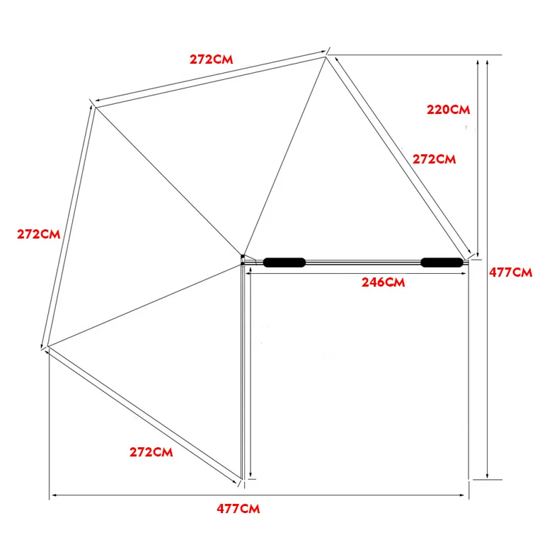 270-stopniowy zewnętrzny namiot dachowy w kształcie wachlarza promień przeciwsłoneczny 2 M i 2,5 M wodoodporny namiot o dużej pojemności do samochodu