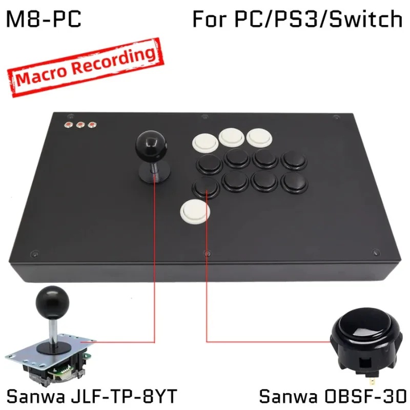 FightBox M8/PC Battle Board Hitbox Style Japanese SANWA Original Button Joystick Arcade Joystick Controller Suitable for PC