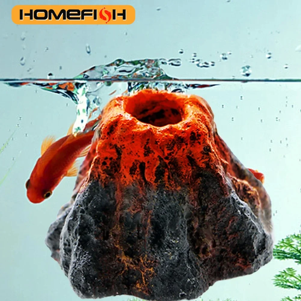 HOMEFISH 1pcs Fish Tank Landscaping Simulation Volcano Aquarium Accessories Rockery Aerator For Pump Bubble Stone Oxygen
