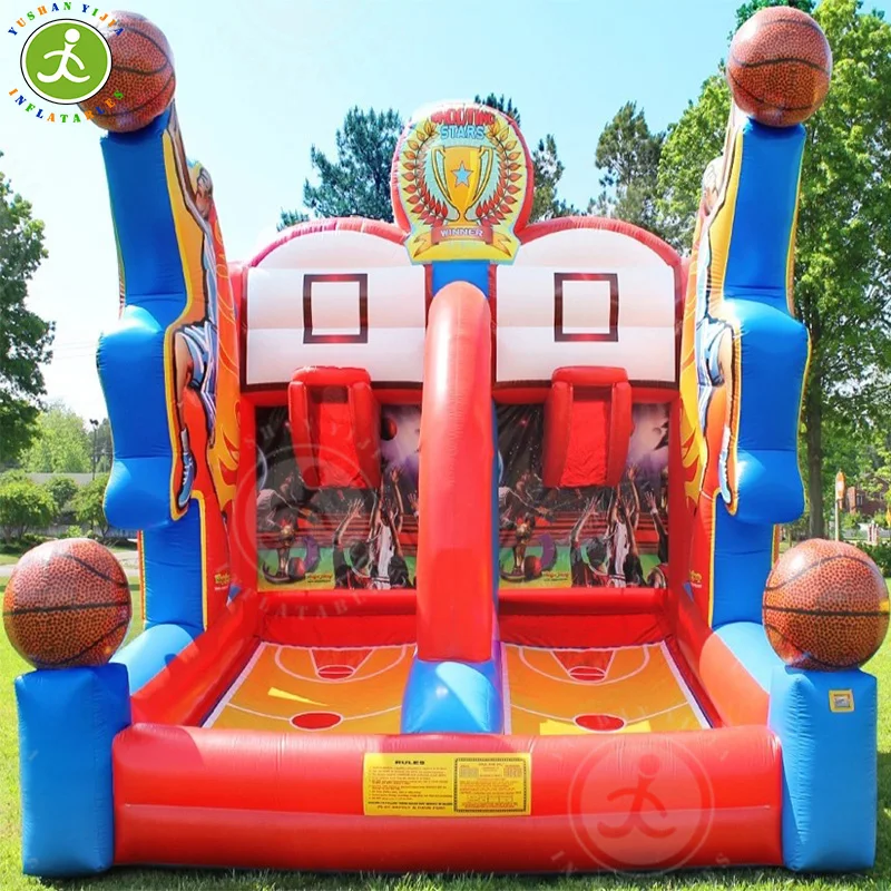 Outdoor Commercial PVC Inflatable Sports Equipment Double Shot Hoop Game For Kids And Adults