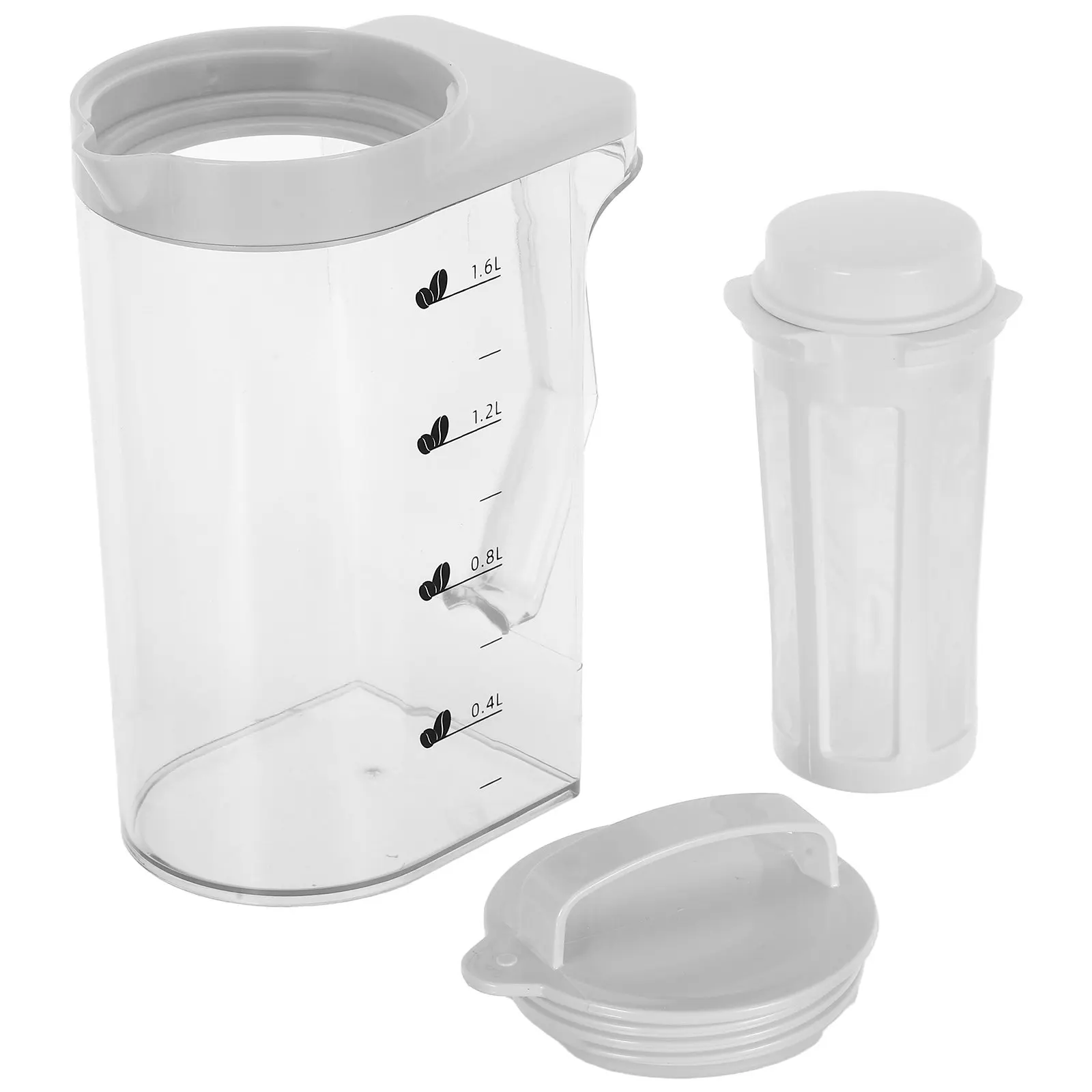 1.6L Plastic Cold Brew Coffee Pitcher Optimal Capacity Measurement Markings Home Use Fridge Jug Cold Brew Tea Pot Ice Tea Brewer