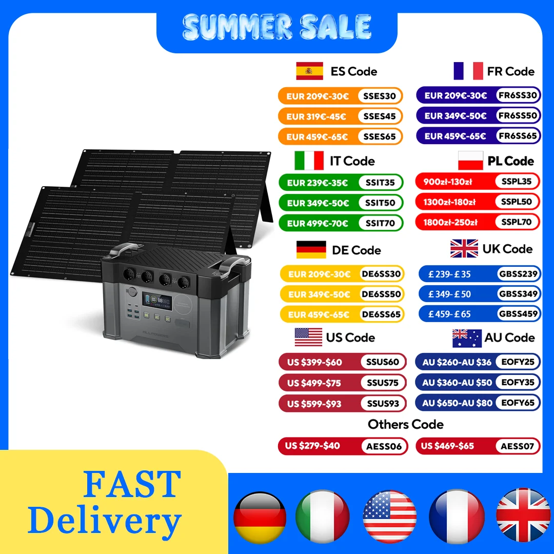 ALLPOWERS S2000 Pro générateur extérieur 2400W MPPT centrale électrique Portable avec panneaux solaires pliables 4X100W pour camping-car, maison