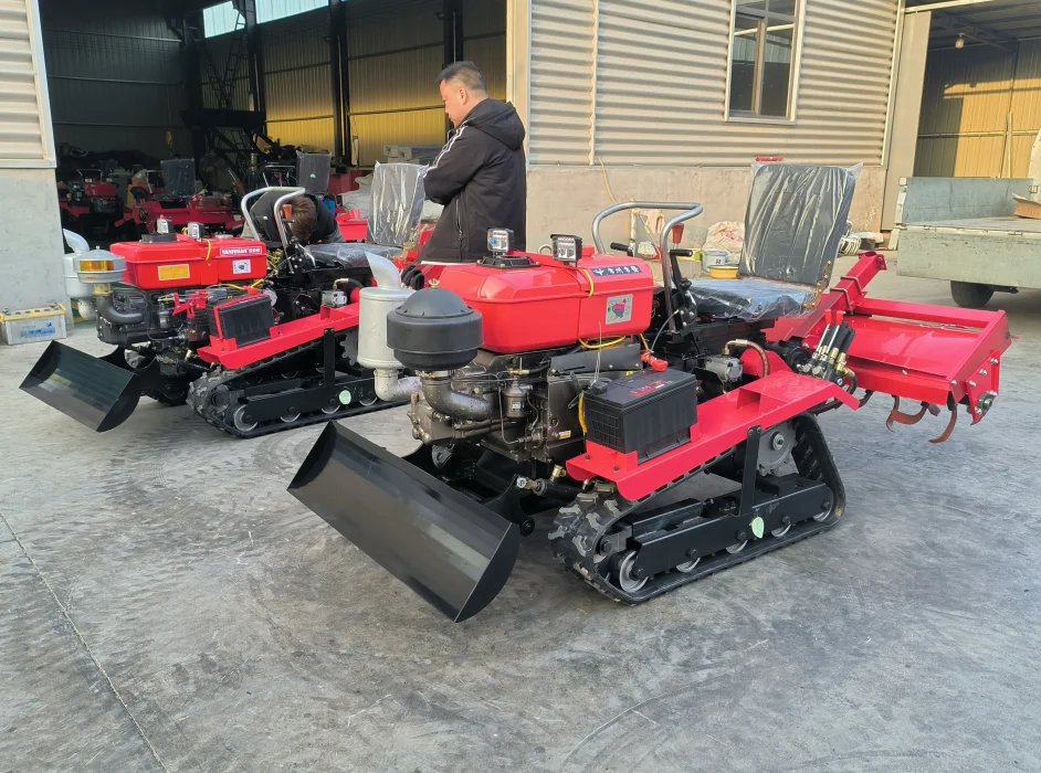 Track Type Rotary Tiller, Agricultural Machinery, Multifunctional Mini Tiller, Hand-held Tractor, Track Type Micro Tiller, 40HP