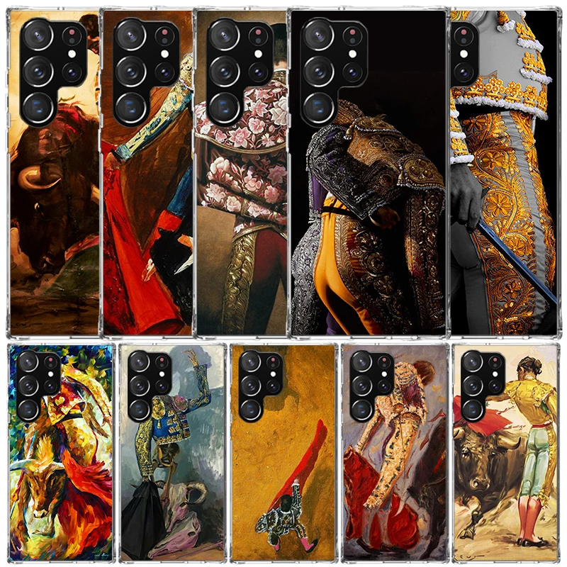 Bullfight Bull Fighter Matador Soft Cover for Samsung Galaxy S25 Edge S26 S24 S23 Ultra Phone Case S22 S21 Plus S20 FE Print Pat