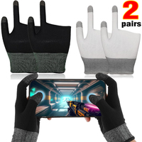 Two-Finger Gaming Finger Sleeves Mobile Game Gloves Sweat-Proof Seamless Touch Screen Gloves for Phone Tablet Gaming Accessories