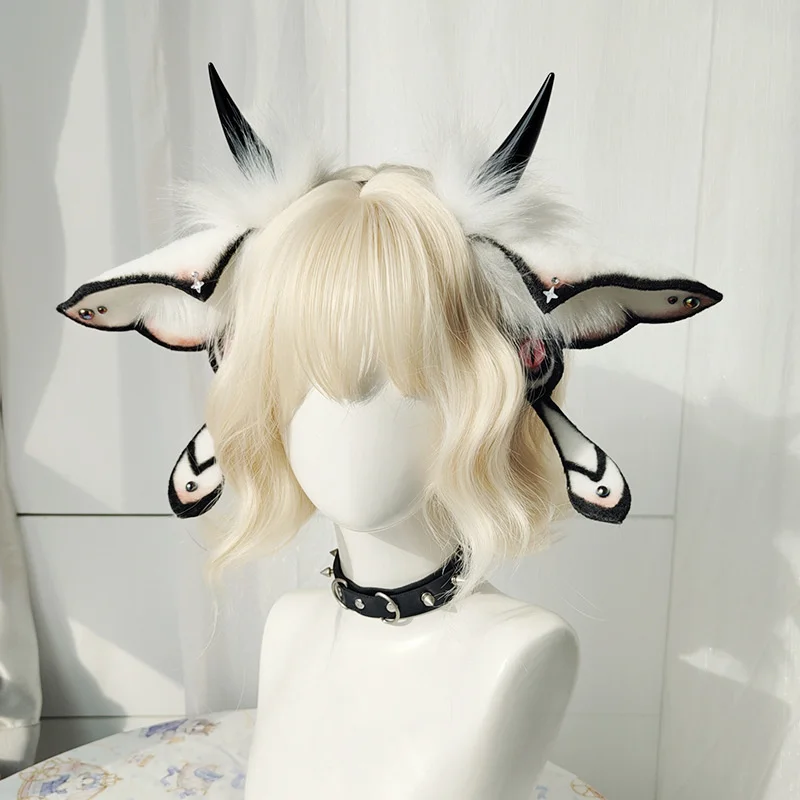 Halloween Devil Moth Headband Plush, Horn Ears Cosplay Costume Hair, Hoop Fantasy Creature Anime Party, Hair Accessories Gift