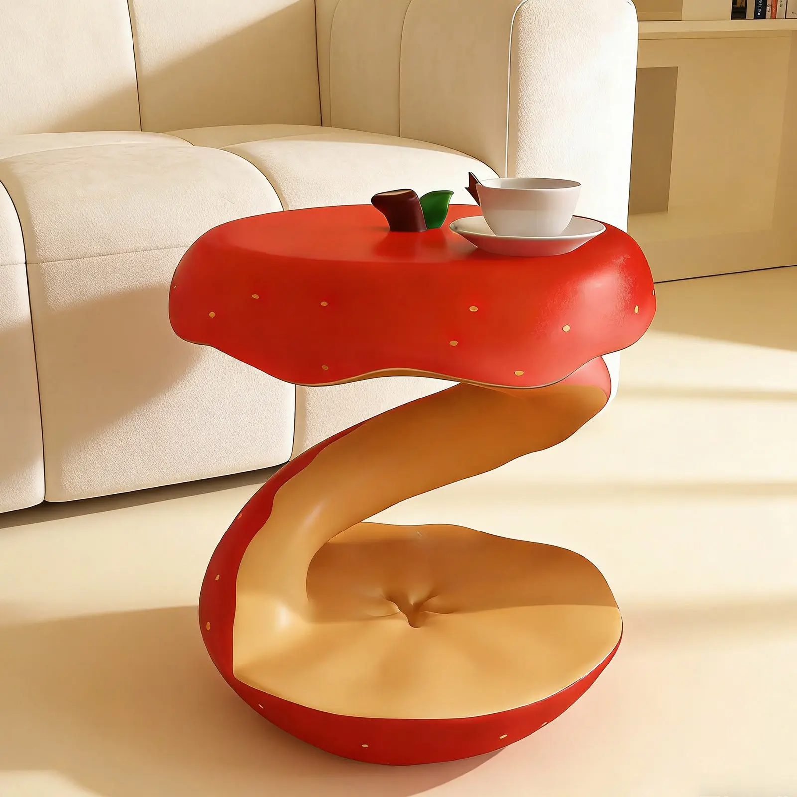 Creative apple shape edge corner table cute cartoon coffee table living room small apartment decorative floor ornament