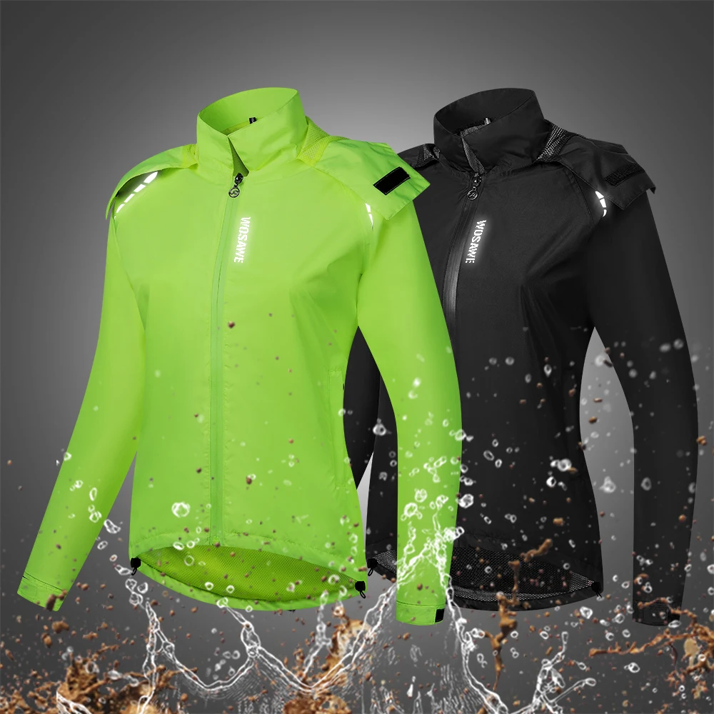 WOSAWE MTB-Fahrrad-Regenjacke und Regenhose, Damen-Radjacke-Sets, wasserdicht, winddicht, Regenmantel, reflektierende Jacke, Hosenanzug