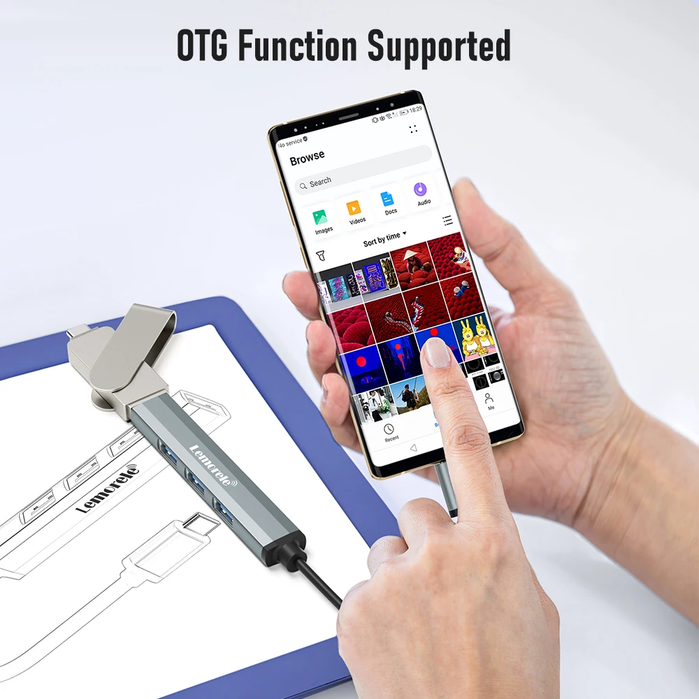 Lemorele USB C Hub USB Hub 3.0 Long Cable OTG 4 Port Type C HUB Multi Splitter Adapter Laptop Accessories For Xiaomi Lenovo Macb