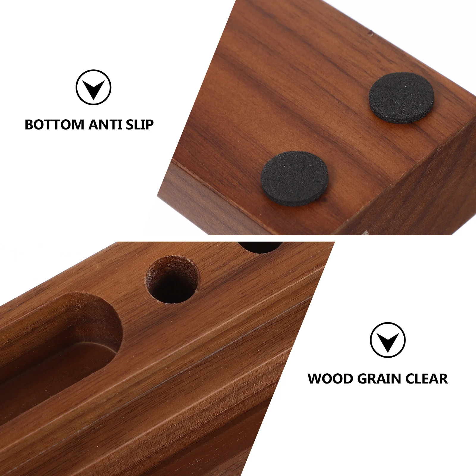 

Wooden Desk Phone Stand Pen Holder Multifunctional Walnut Mobile Support Station for Office Home Use Fine Workmanship Clear