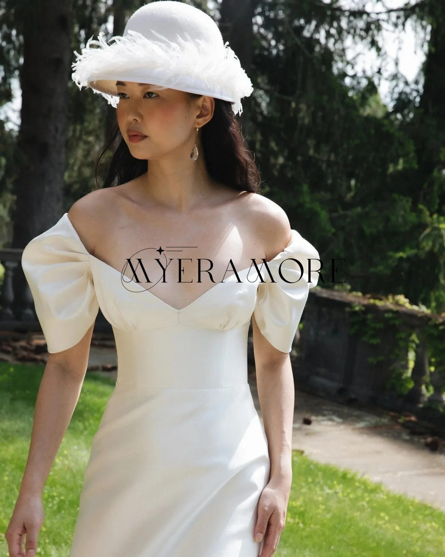 

Fashion Off the shoulder Evening Dresses A-Line Half sleeve Zipper Party Prom Gowns Customized فساتين سهره