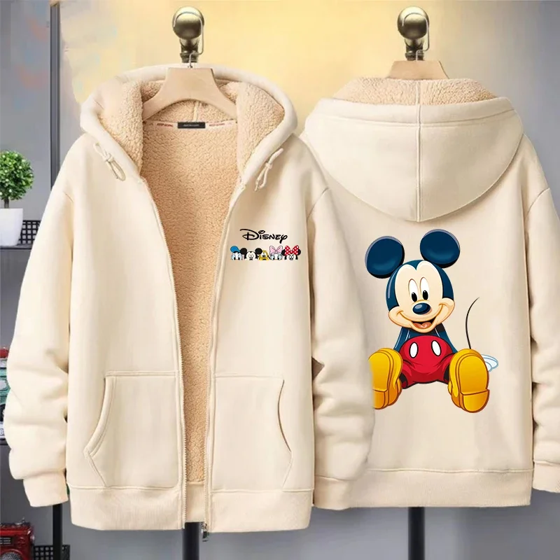 Mickey Mouse Women Zipper Hoodie Sweatshirt Girl Winter Keep Warm Jacket Womens Oversized Thick Streetwear Casual Hoody Coat Top