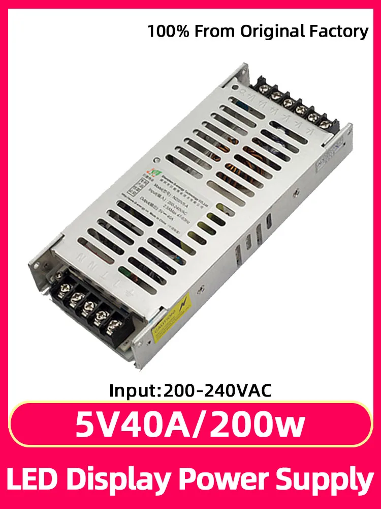 N200V5-A Full Color LED Panel Video Wall 5V40A Power Supply LED Display Screen Luminous Label 200W Transformer 200/240VAC Input