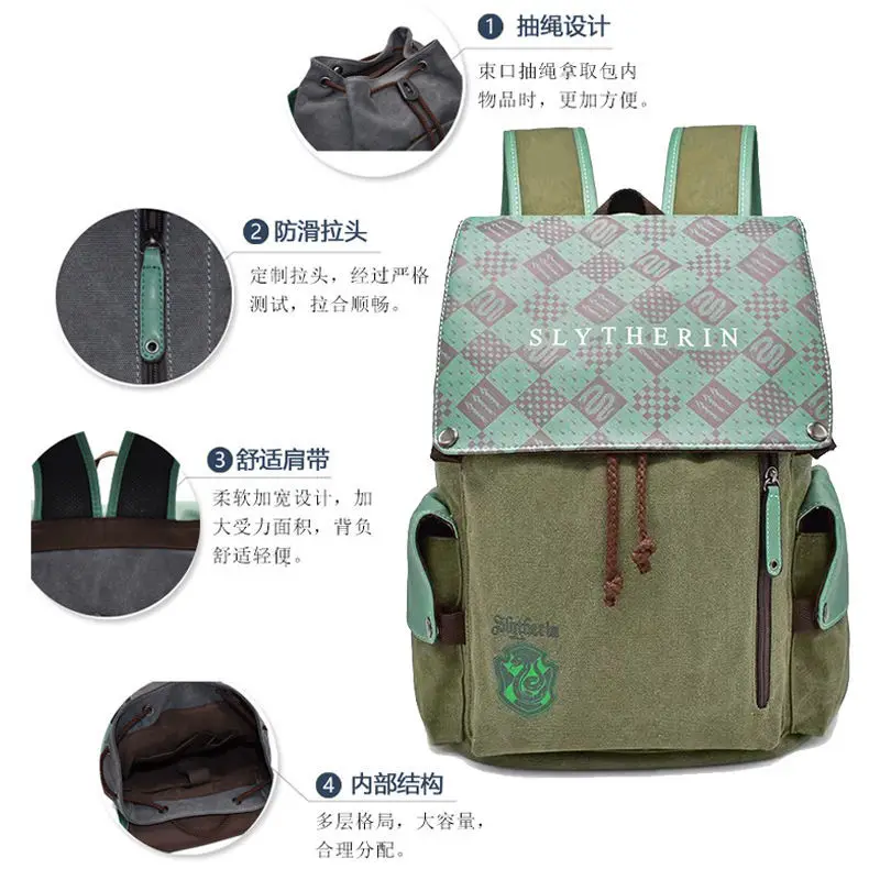 Mochila Potter Hogwarts Escola de Bruxaria e Mágica desenho animado bolsa crossbody para estudante coreano