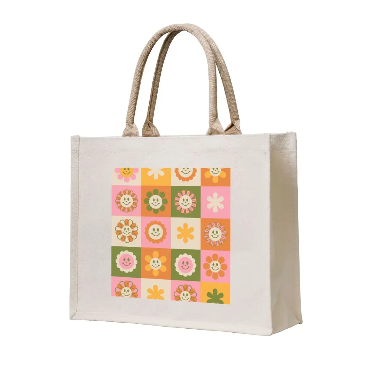 

Cheery Floral Checks Tote Bag Women's shopper Canvas stote bag Shopper handbag hand bag