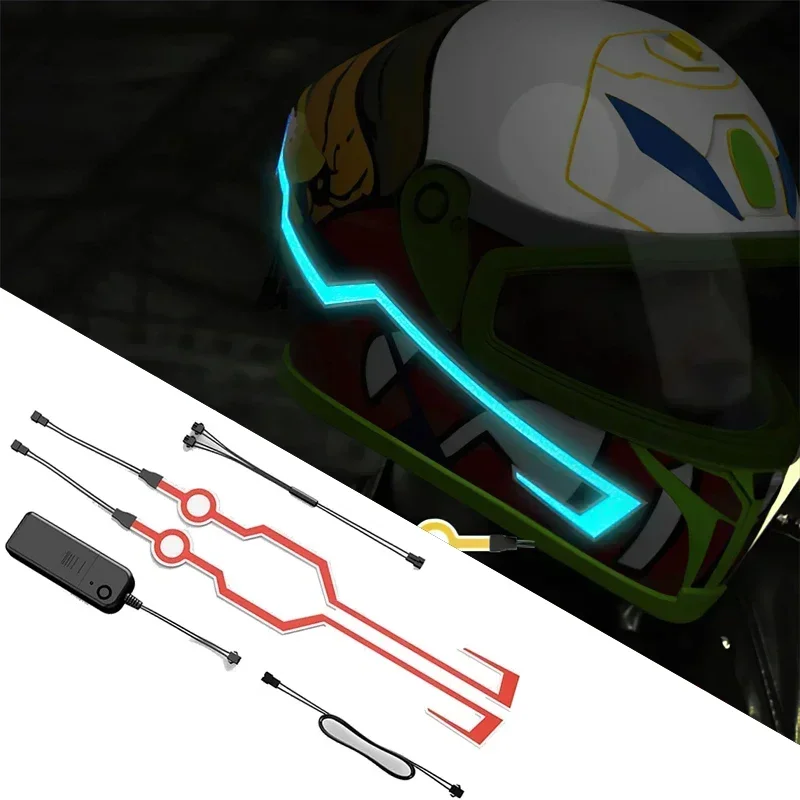 NEW 6 Colors Motorcycle Bike Helmet LED Cold Light Strip EL Sticker Waterproof Warning Lights Motorcycle Night Riding Accessorie