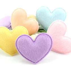 50Pcs 4*4.5cm Plush Heart Shape Padded Appliques For DIY Headwear Hairpin Crafts Decoration Furry Clothing Accessories