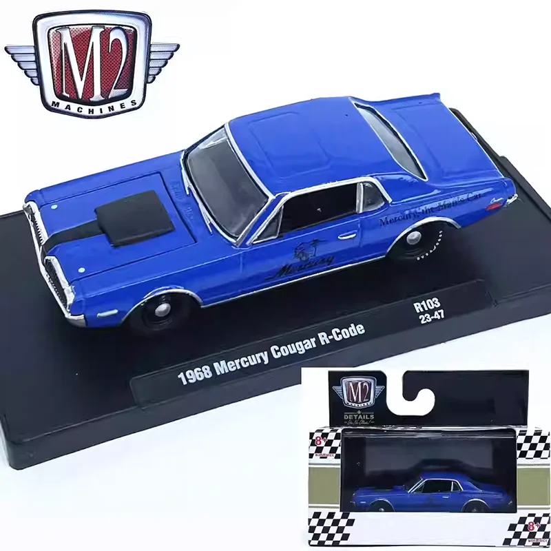 M2 1: 64 Scale 1968 Mercury Cougar R-Code Classic Car Alloy Car Model Collection Display Ornament Toy Gift