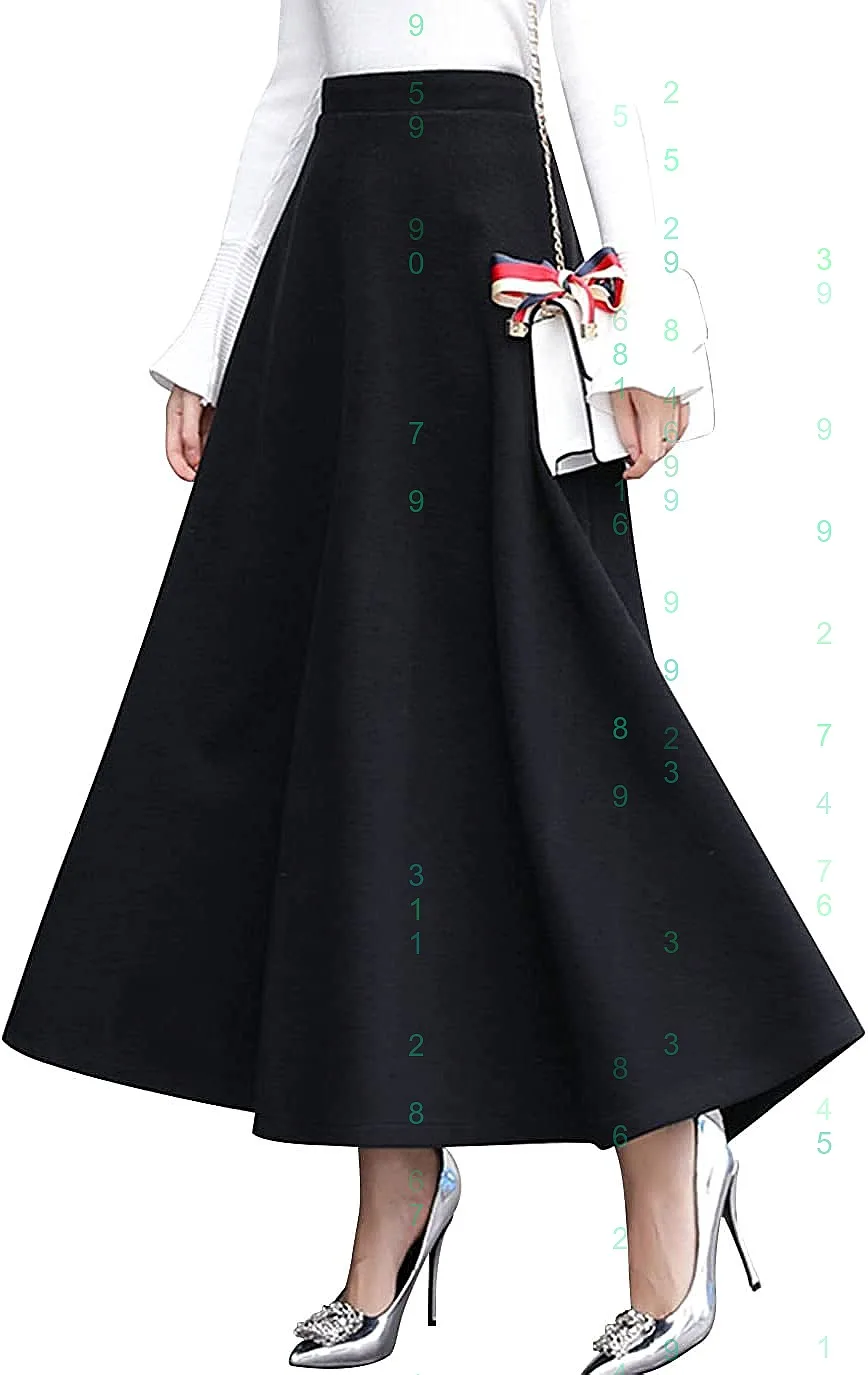 

Vintage High Waist Plaid A Line Long Skirt Women Wool Blend Dress with Pockets Spring Summer