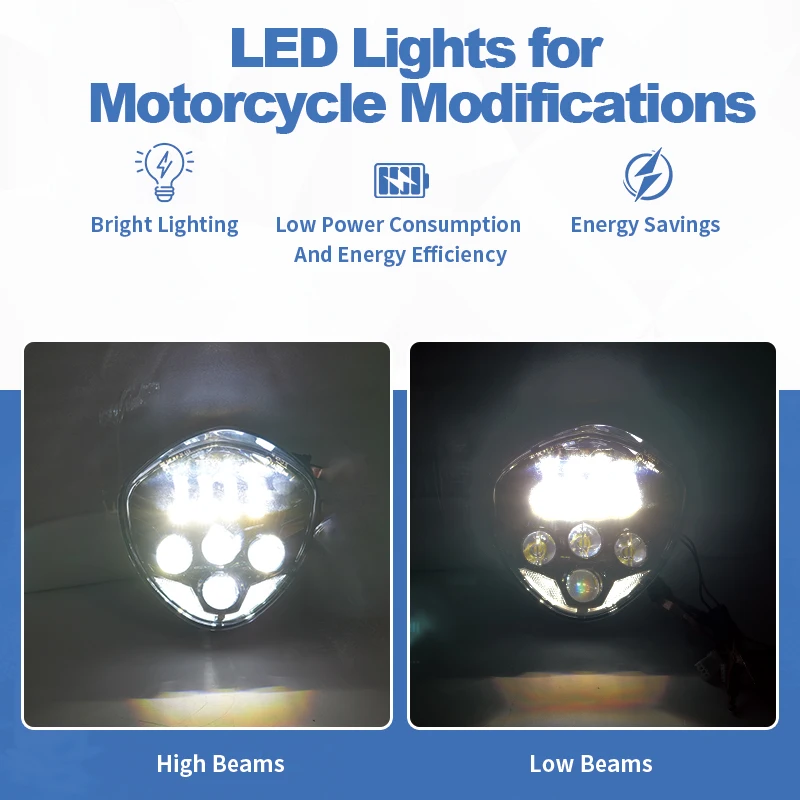 Motorcycle Accessories High Low Beam Black LED Headlight Compatible For Victory Zach Ness Cross Country 2013-2017