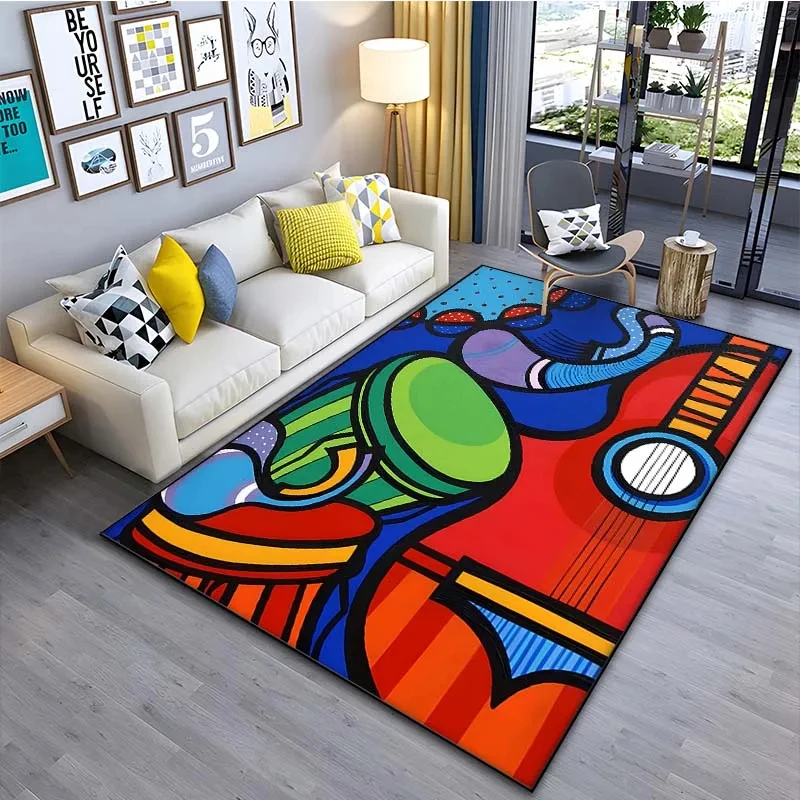 Abstract Musical Instruments Pattern Floor Rug Carpets for Living Room Bedroom Bedside Bathroom Floor Mat Area Rugs Cloakroom