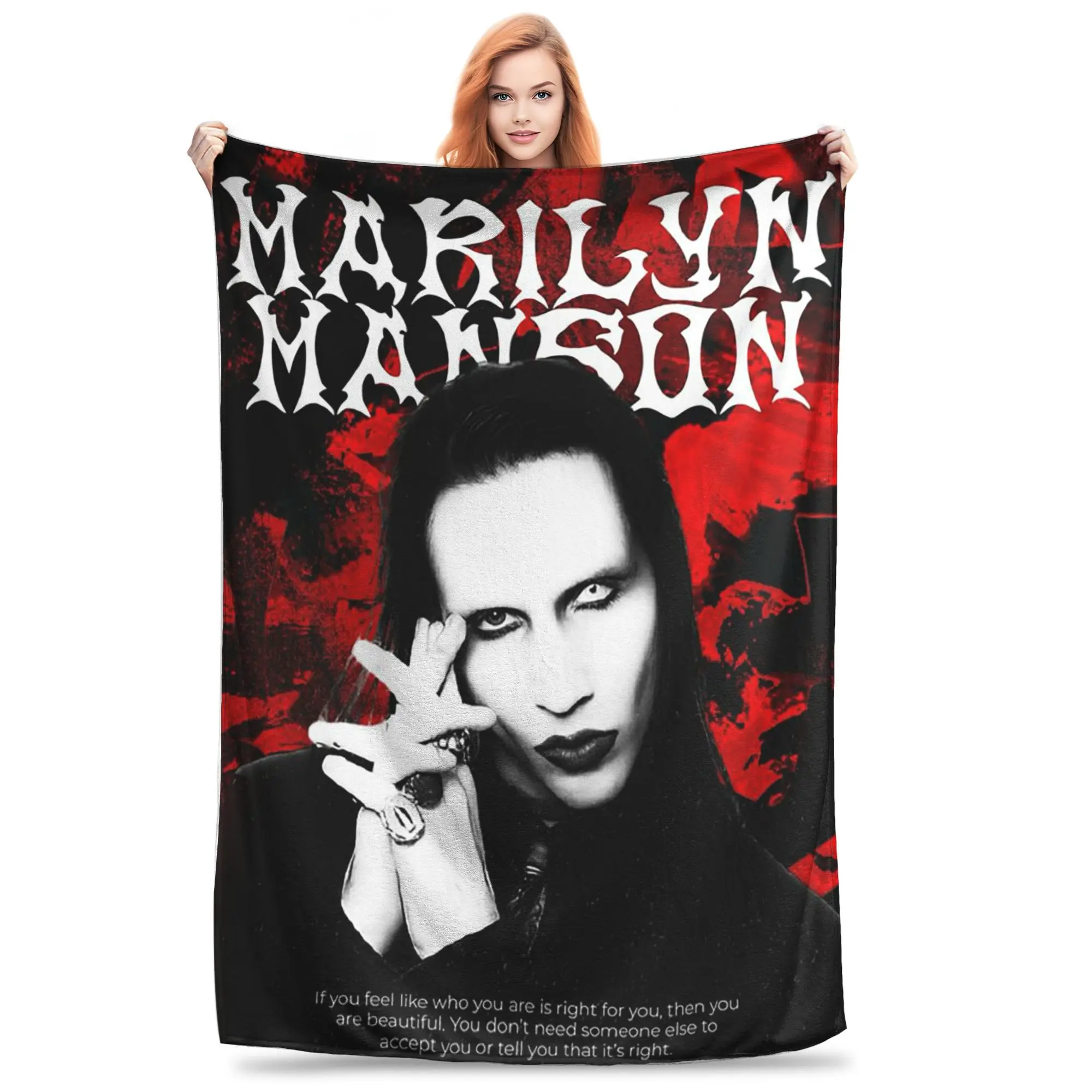 

Flannel Throw Blanket New Arrival Marilyn Manson The Golden Age Of Last Music Warm Blankets Sofa Bedspread for Bedroom Picnic
