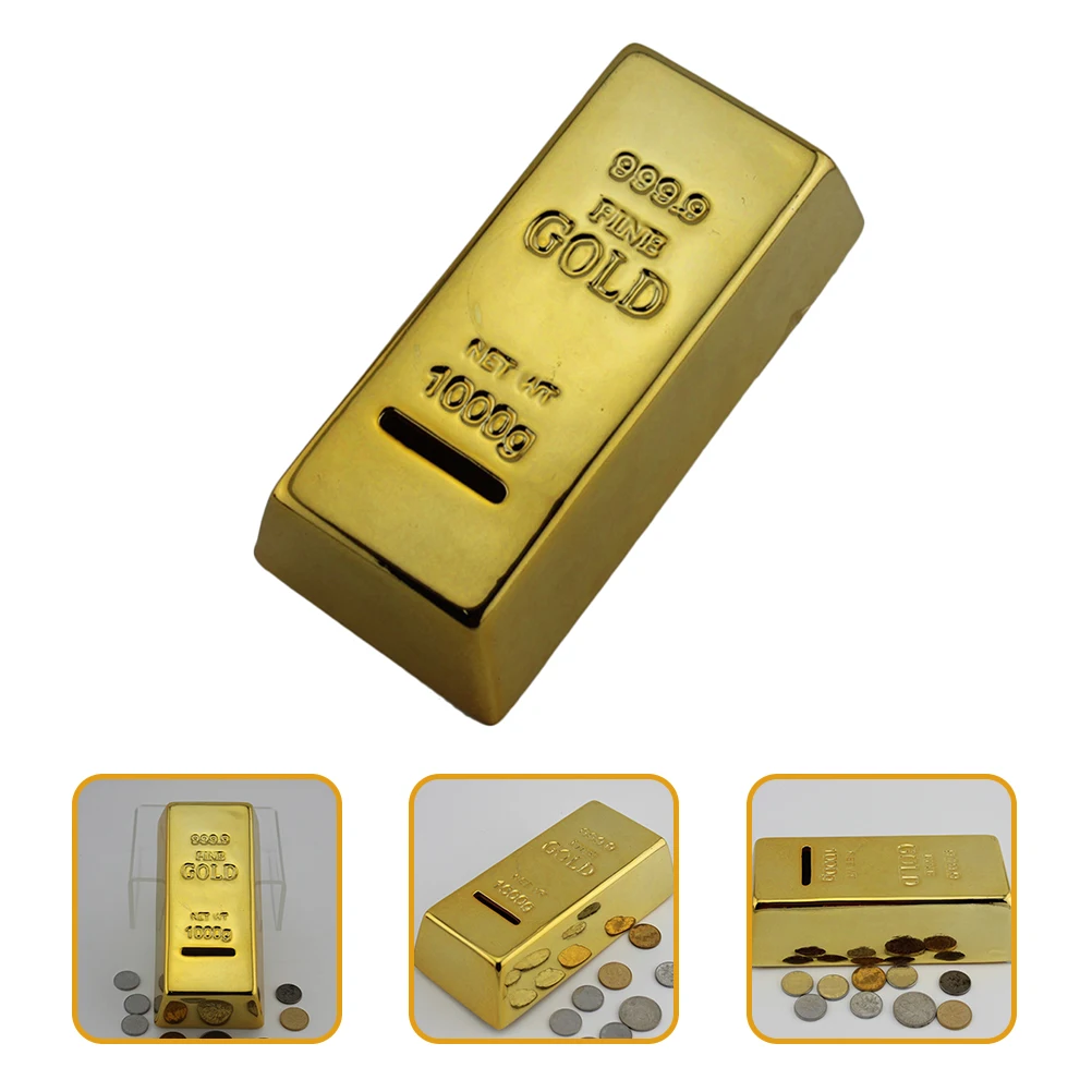 

Creative Ceramic Gold Bar Piggy Bank for Kids Unique Saving Pot Coin Storage Decorative Home Gift Child Room Decoration Gold