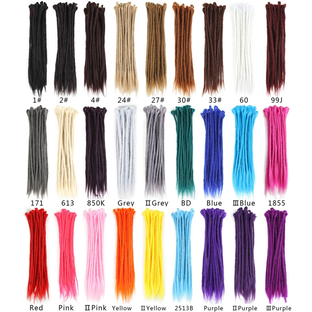 Synthetic Handmade Dreadlocks Hair Extensions Crochet Braiding Hair For Afro Women Men Ombre Colored Hairpiece 20'' 10 Root/Pack