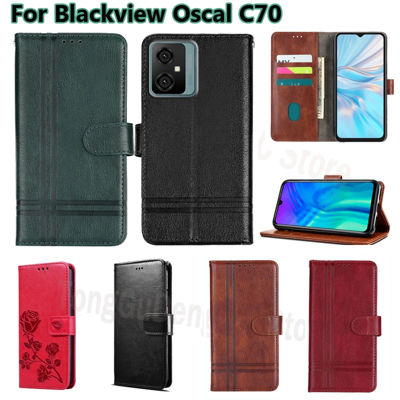 Vintage Leather Case For Blackview Oscal C70 Funda Coque Magnetic Wallet Flip Cover For Blackview OscalC70 C 70 Phone Etui чехол