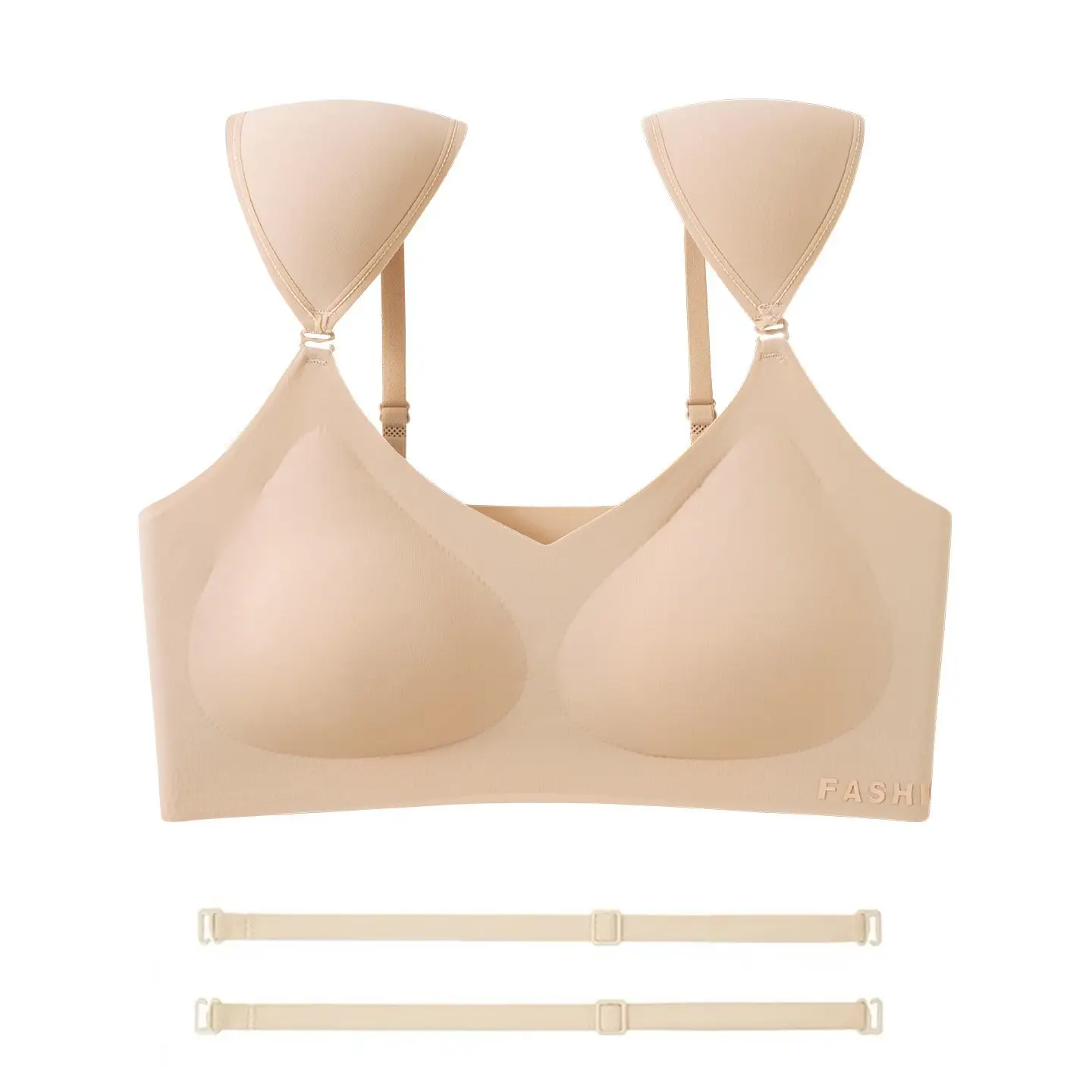 Sem costura sem fio push up sutiã pequeno suporte de levantamento de peito anti flacidez confortável t camisa sutiãs alisamento lateral sem underwire wear