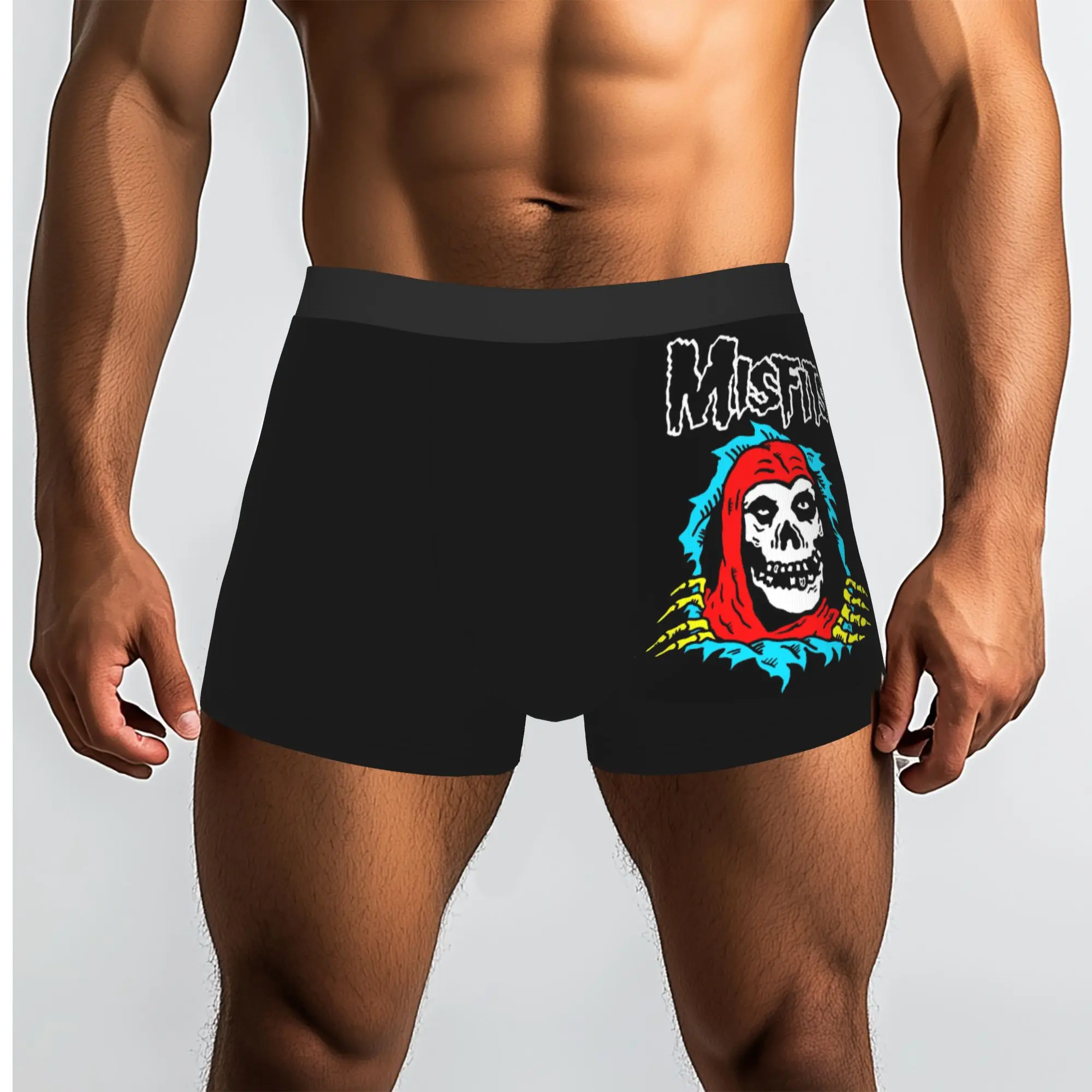 Custom Rock Punk Band Misfits Skull Face Heavy Metal Boxer Shorts For Homme 3D Printed  Underwear Panties Briefs Soft Underpants