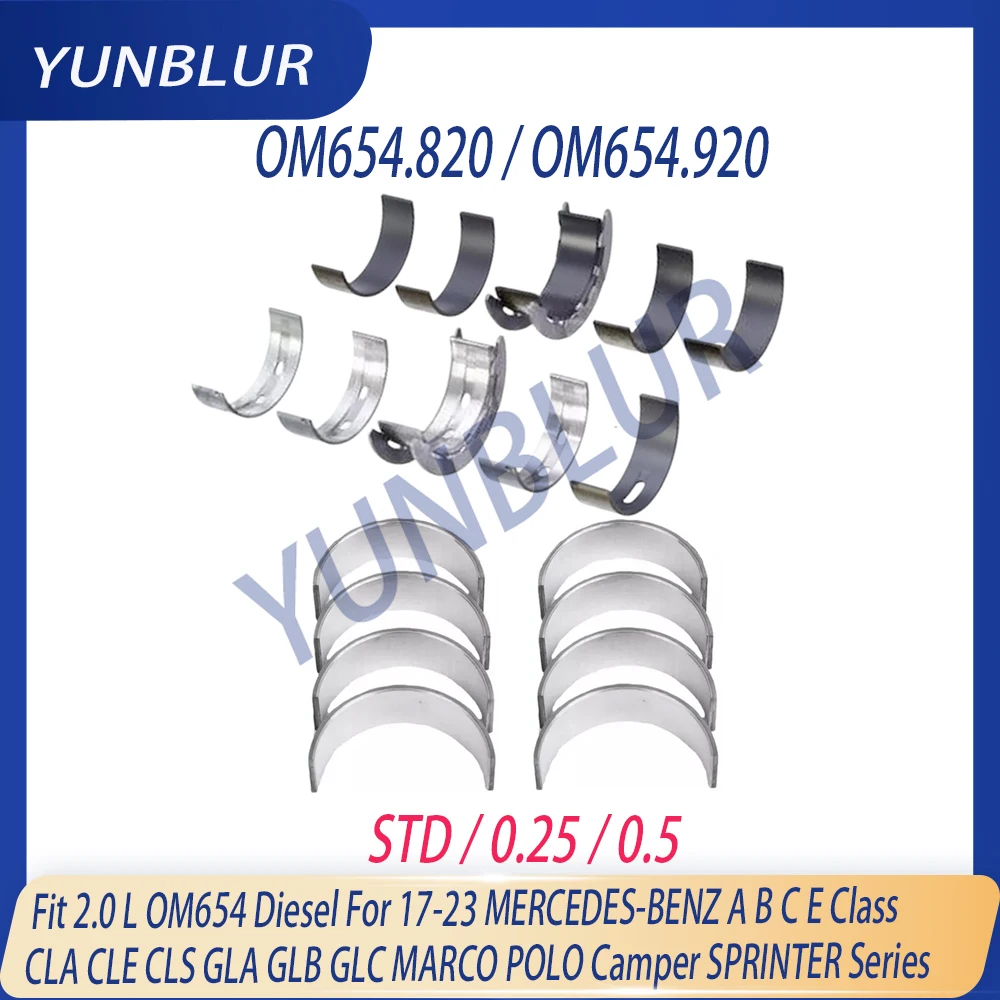 Main & Connecting Rod Bearing Set Fit 2.0 L OM654 Diesel For 17-23 MERCEDES-BENZ A B C E Class CLA CLE CLS GLA GLB GLC Series