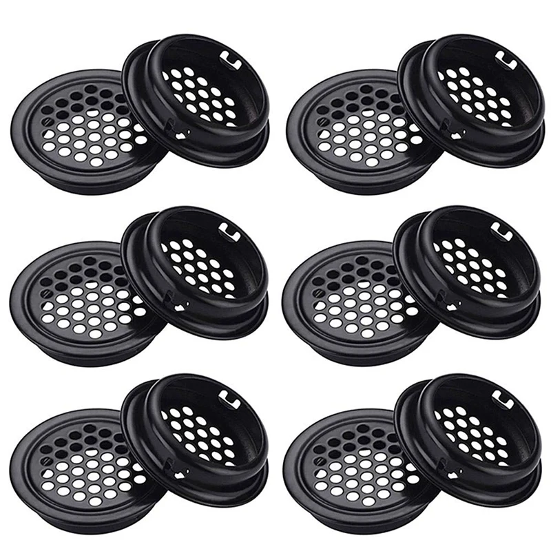 Round Ventilation Grille Cabinet Air Vent Hole Grille 35Mm 30 Pieces Black For Bathroom Cabinet Wardrobe Shoe Cabinet