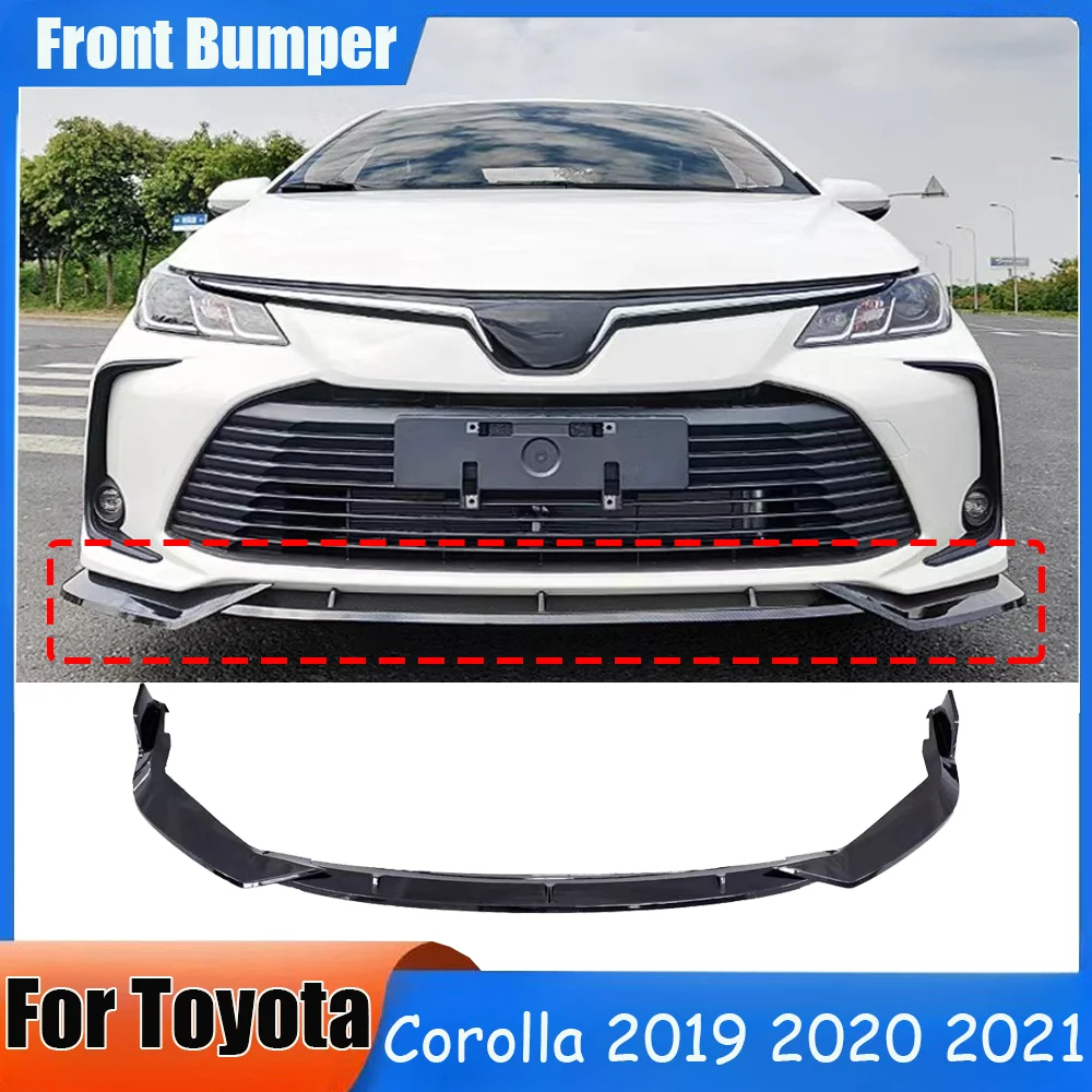 Front Bumper Spoiler For Toyota Corolla 2019 2020 2021 Lip Chin Diffuser Deflector Accessories Carbon Fiber Look Exterior Trim