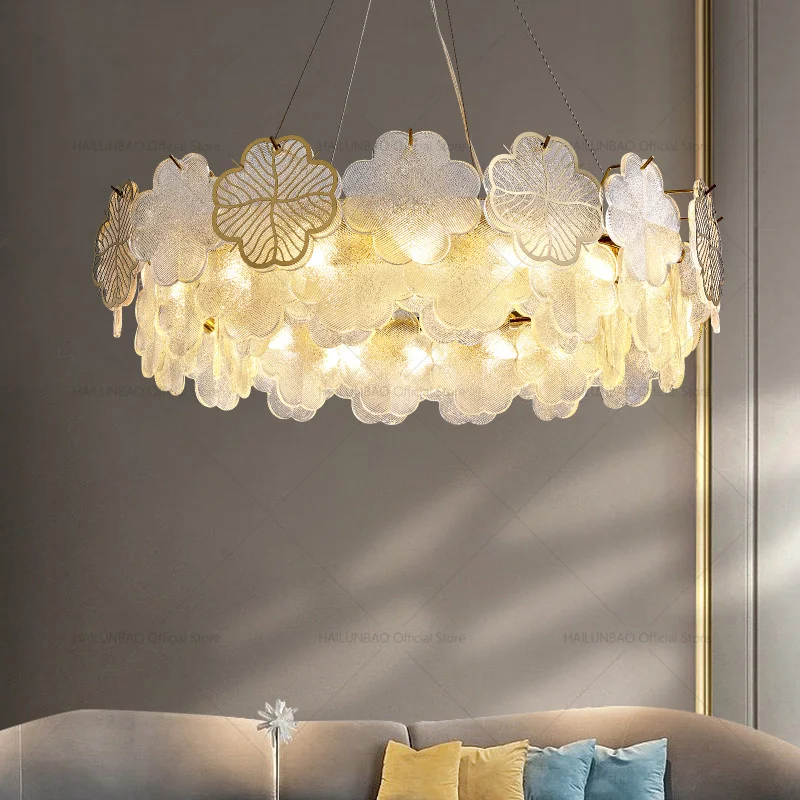 Luz francesa de luxo high-end sala estar trevo de quatro folhas lustre designer quarto hall cristal restaurante ilha lustre