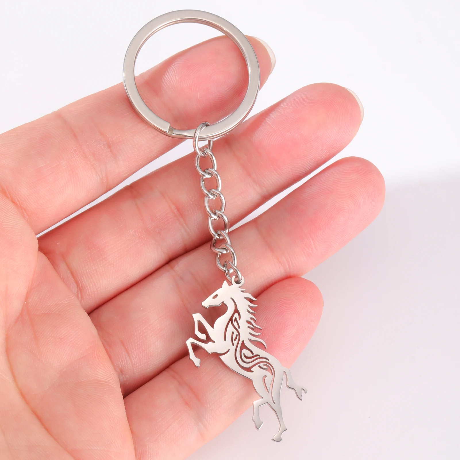 Fishhook Horse Unicorn Keychain for Woman Men Supernatural Amulet Key Chain Ring Gold Color Stainless Steel Pendant Jewelry Gift