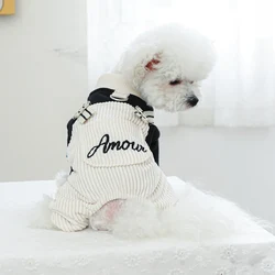 1PC Pet Clothing Spring and Autumn Love Mu Four legged Strap Pants Suitable for Small and Medium sized Dogs