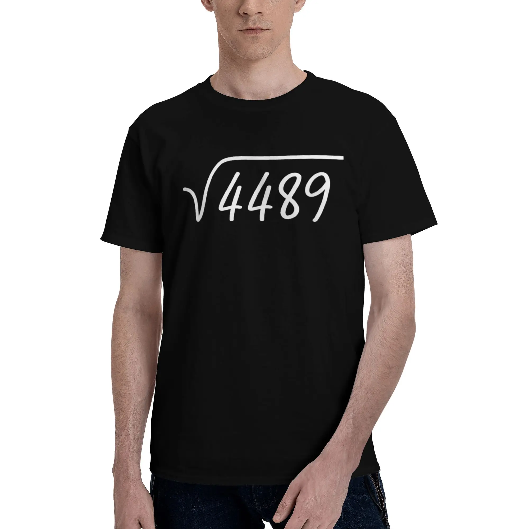 Square Root 4489 Teen Men T Shirts 67 MEME Vintage Tee Shirt Short Sleeve Round Neck Cotton Birthday Present Clothes T-Shirt