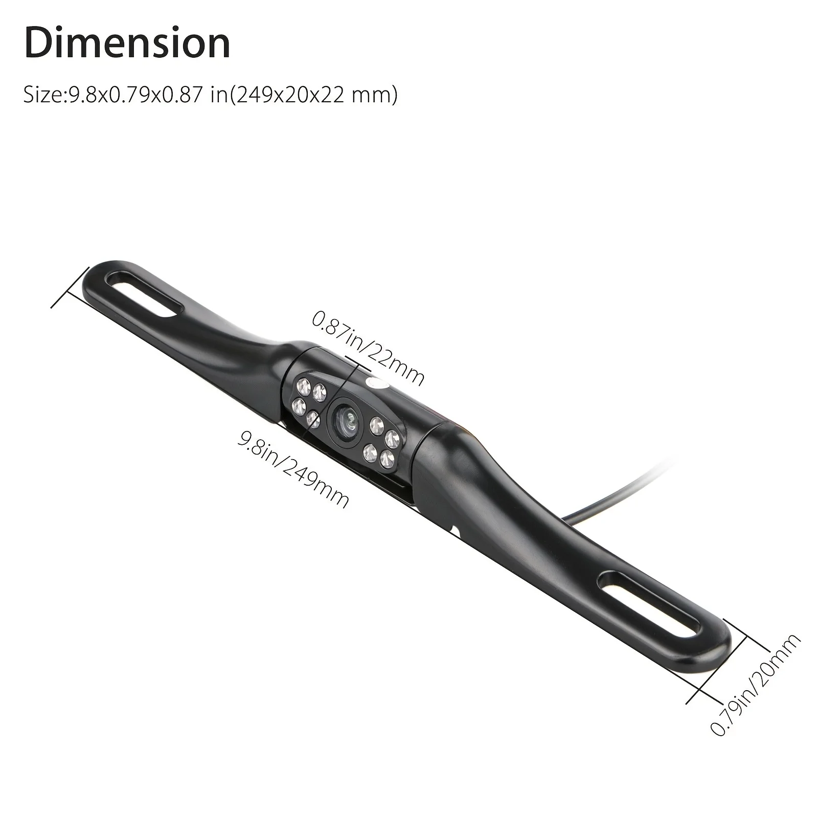 Car License Plate Frame Camera Metal Housing With 8 LED Lights Rear View CCD HD Camera For Parking Pickup Camper Tractor RV etc.