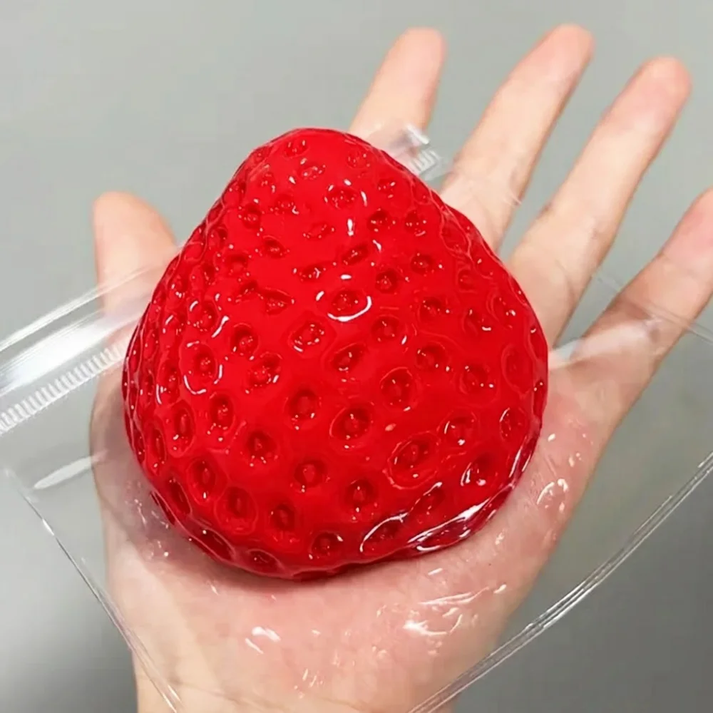 TPR Strawberry Squishies Upgrade Version OPP Packaging Strawberry Squeeze Sticky Texture Soft Touch Kawaii Stress