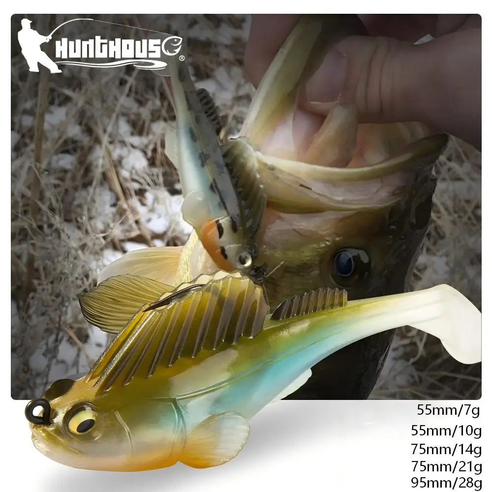 Hunthouse Fishing Lure Soft Bait Jig Head 7/10/14/21/28g Deep Running With Paddle Tail For Bass Pike Trout Saltwater Fish Tackle