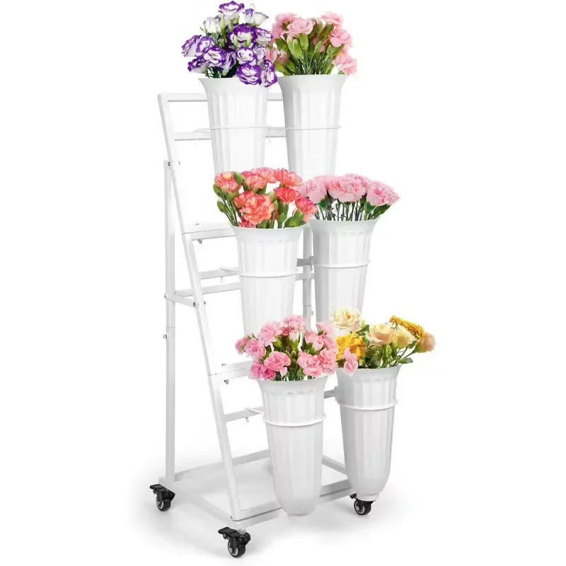 for Metal Mobile Flower Display Cart Multi-Layer Storage Rack for Retail Store Supermarket Garden Home Decor Stand image 2