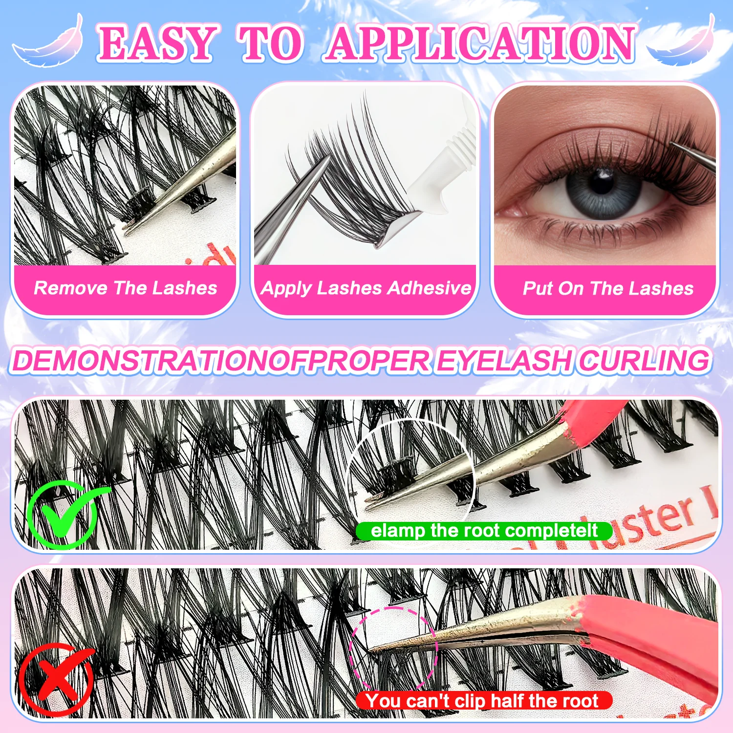 ナチュラルメイクの必需品！ 30D-40D 密度 240/280 クラスターつけまつげセット、毎日の通勤用メイクツールセット