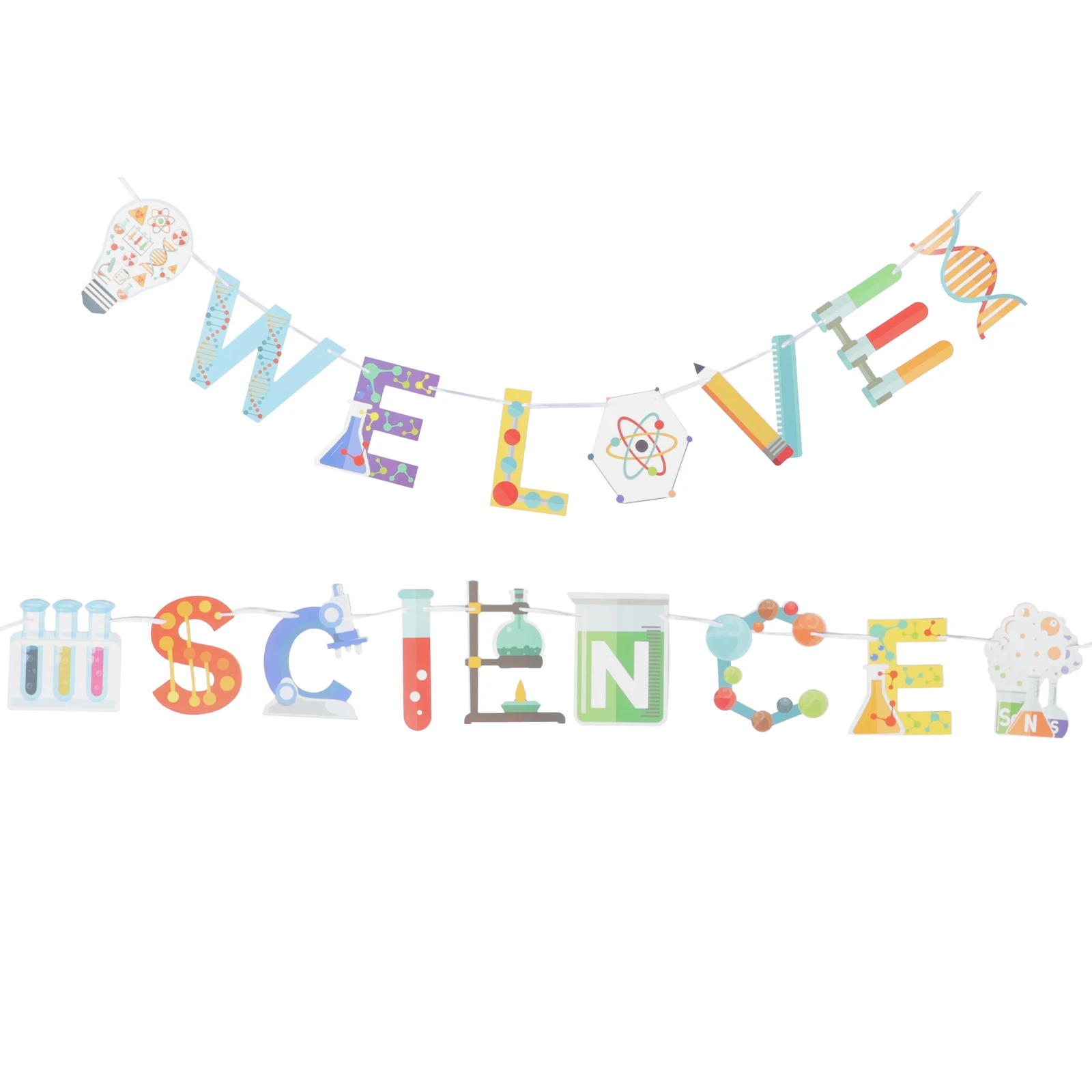 

2pcs Science Birthday Party Decorations Colorful Banners for Indoor Outdoor scientist theme happy birthday parties supplies flag